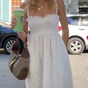 Hill House Frida Nap Dress in White Cotton Eyelet S